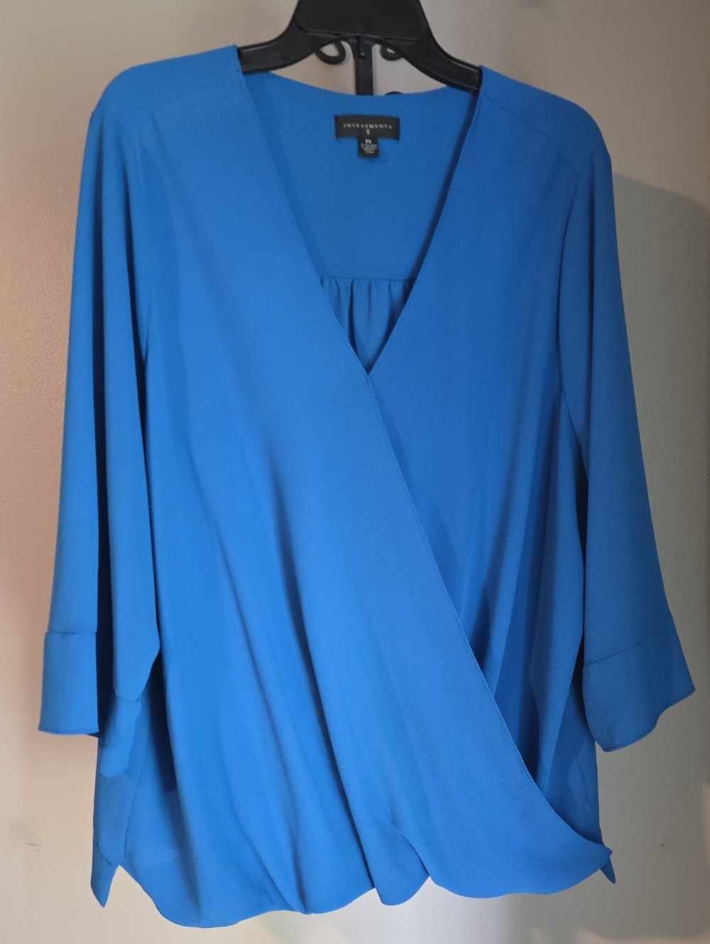 Investments Women's Royal Blue Surplice Blouse Size 2X